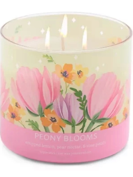 Other - Peony Blooms 3-Wick Scented Candle - Pink Floral